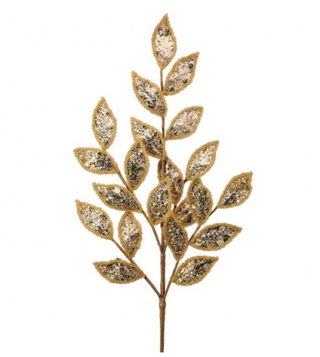 29" Metallic Glitter Laurel Leaf Spray