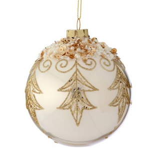 4"Glass pearl etched ball ornament