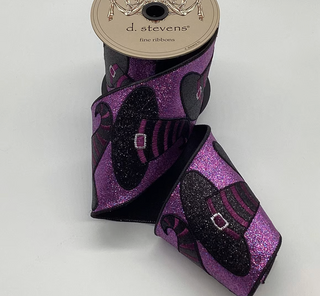 4" x 5yds glitter witch hat applique, purple black