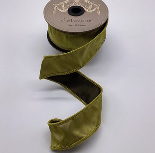 1.5" Victoria satin, moss/forest green
