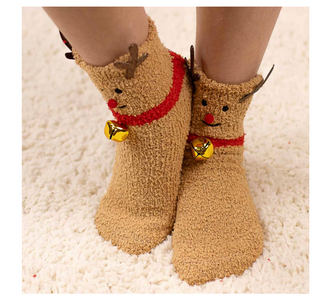 Kid's Rudolph Jingle Bell Cozy Socks