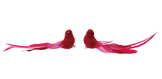 Foam, Feather & Corduroy Bird Clip-on Ornament, Red