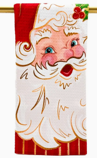 Pretty N' Red Santa Tea Towel - Christmas Hand Towel