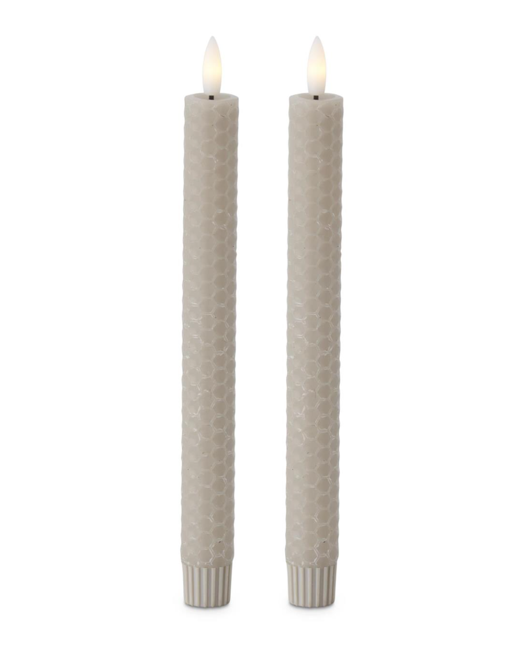 Set of 2 9.75 Inch Taupe Comb LED Candles w/Timer