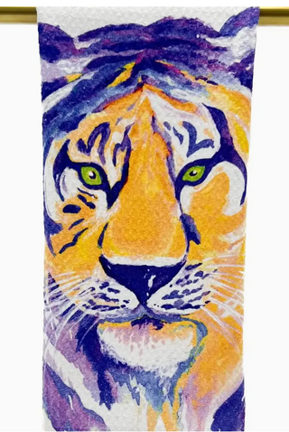 Purple and Yellow Tiger Tea Towel