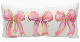 Gold Foil Pink Bows Pillow