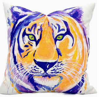 Purple and Yellow Tiger Pillow - Collegiate Pillow