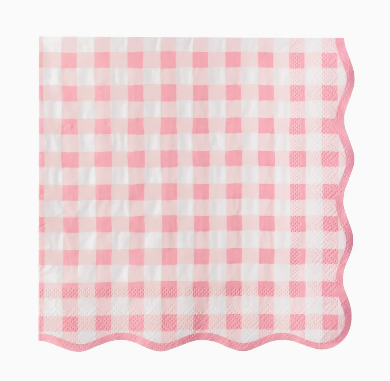 Elegant Petal Pink Gingham Dinner Napkins