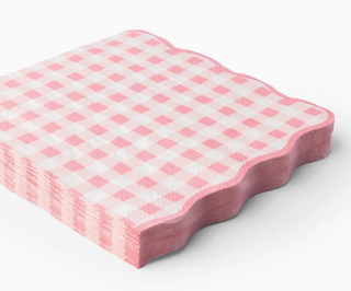 ELEGANT PETAL PINK GINGHAM DINNER NAPKINS