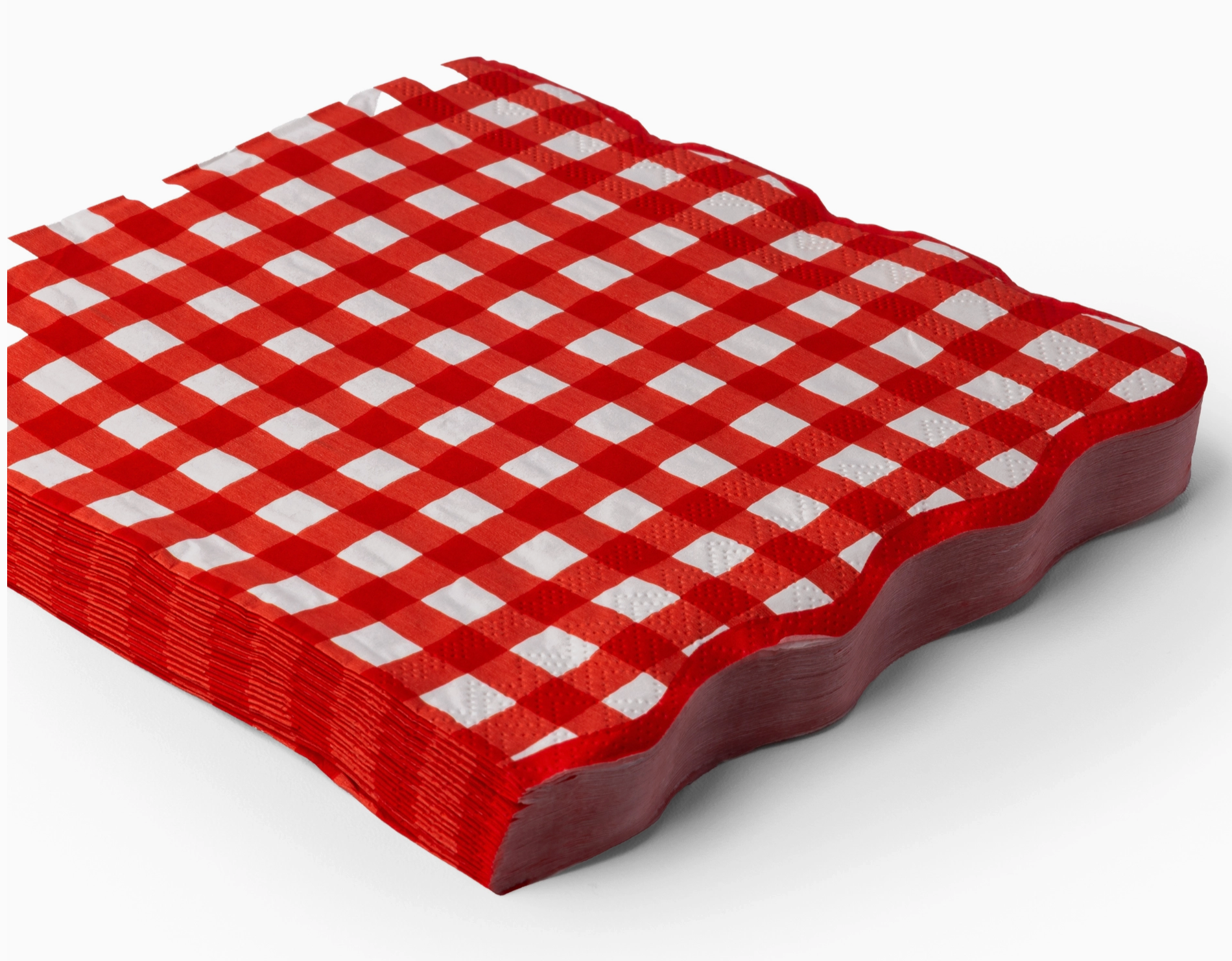 Elegant Cherry Red Gingham Napkins - Thumbnail 4