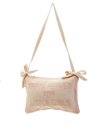 Thank Heaven For Little Girls Embroidered Pillow Door Hanger Décor