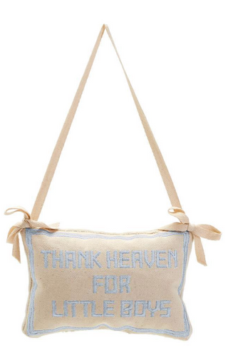 Thank Heaven For Little Boys Embroidered Pillow Door Hanger Décor