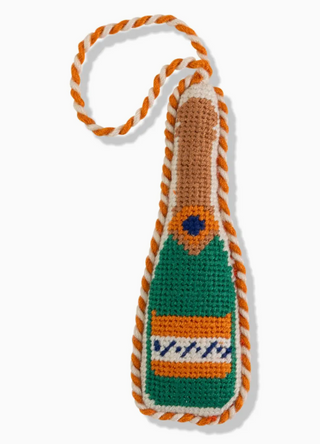 Needlepoint Icon Ornament - Champagne Bottle