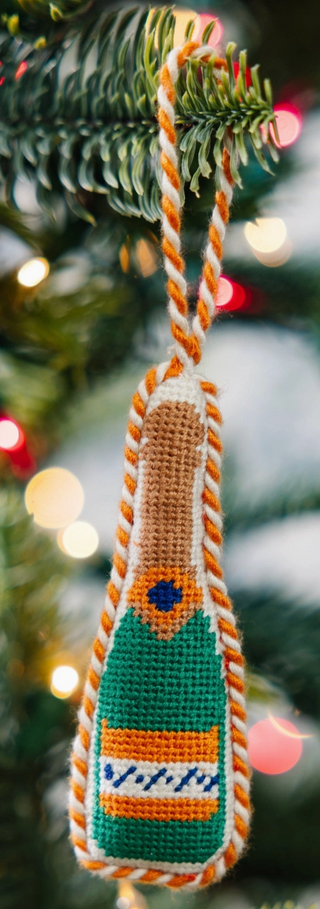 Needlepoint Icon Ornament - Champagne Bottle