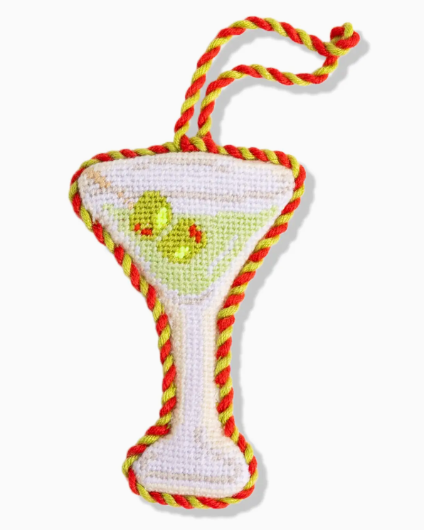Needlepoint Icon Ornament - Dirty Martini