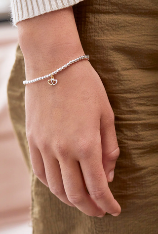 Sienna Beaded Interlinked Heart Charm Bracelet