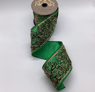 4" Metallic Sequin Green Ribbon