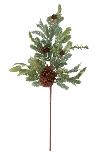 32 Inch Pine Stem w/Boxwood & Pinecones