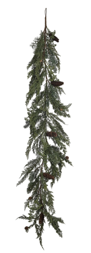 Faux Spruce and Pine Garland with Natural Pinecone