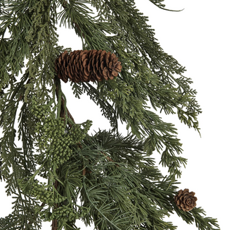 Faux Spruce and Pine Garland with Natural Pinecone