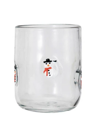 Festive Drinking Glass w/ Embedded Holiday Icon Pattern
