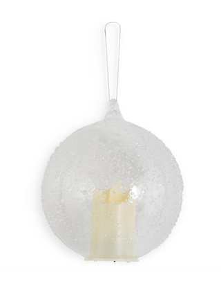 4.5 Inch LED Textured Clear Glass Ornament w/Timer