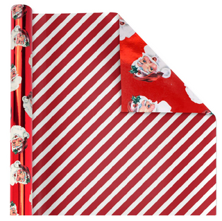 Vintage Santa Faces/Red and White Diagonal Stripe