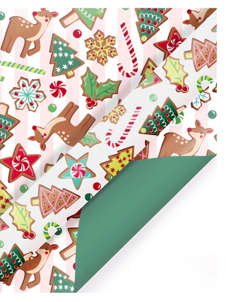 Sweet Cookies/Solid Green Wrapping Paper