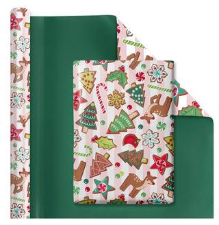 Sweet Cookies/Solid Green Wrapping Paper