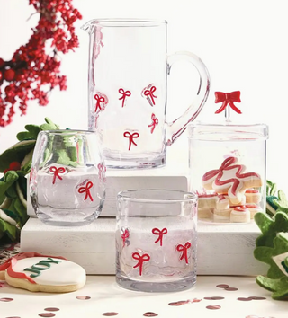 Slant-Glass Jar w/Red bow