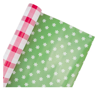 Red and Pink Checkered Plaid/Mint Green with Baby Snowflake