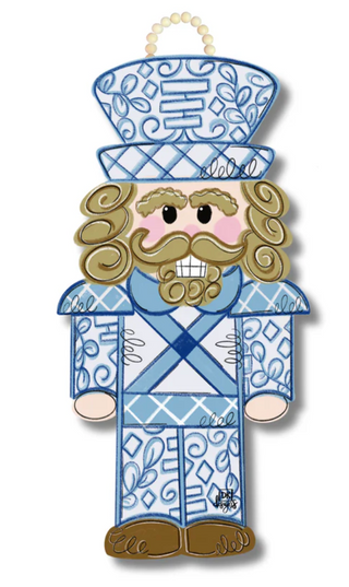 Blue Chinoiserie Nutcracker Door Hanger