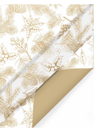 Gold Pinecones on White/Flat Gold