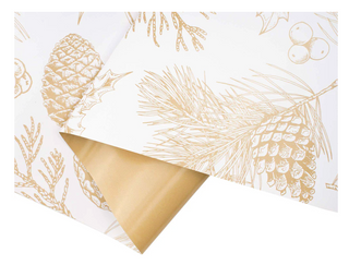 Gold Pinecones on White/Flat Gold