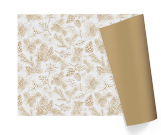 Gold Pinecones on White/Flat Gold
