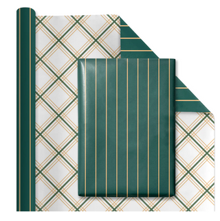 Gold on Green Pinstripe/Green and Gold Bias Plaid