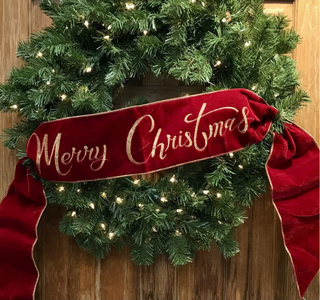 Red Velvet Embroidered Merry Christmas Sash