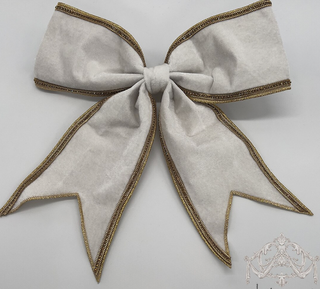 12" White Velvet Bow With Gold Edge