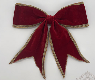 12" Red Velvet Bow With Gold Edge