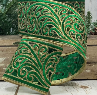 3.5" Metallic Scroll Garland, Emerald