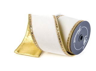 4" White Velvet Gold Trim