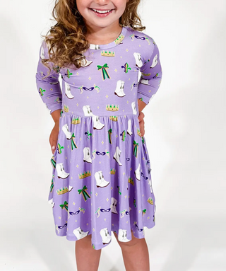 Mardi Gras Queen - 3/4 Sleeve Dress