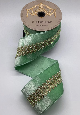 4" Mint Iced Velvet Pearl Jeweled Branch Center