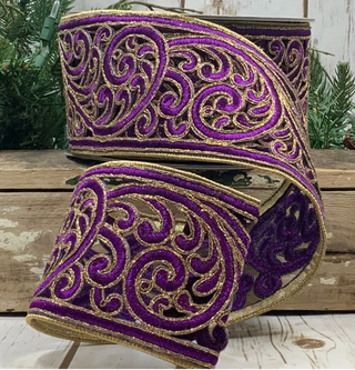 3.5" Purple Metallic Scroll Garland