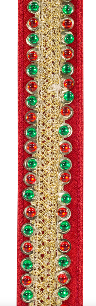 1" Jeweled Trimming Deluxe Metallic Two Sided Wired Edge Ribbon