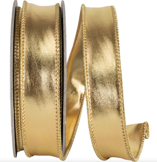 7/8" Two Sided Gold Metallic Ribbon
