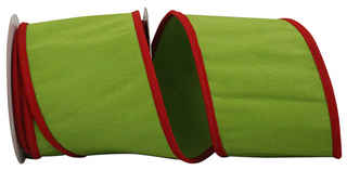 Deluxe Dupioni Lime with Red Edge