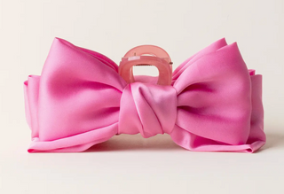Satin Bow Claw Clip-Hot Pink