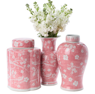 Hand-Painted Pink Chinoiserie Vase
