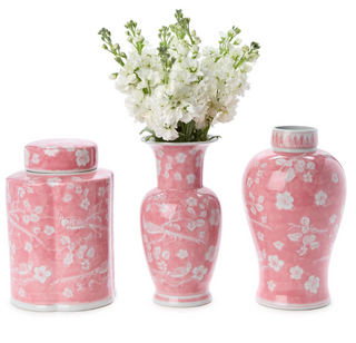 Hand-Painted Pink Chinoiserie Vase
